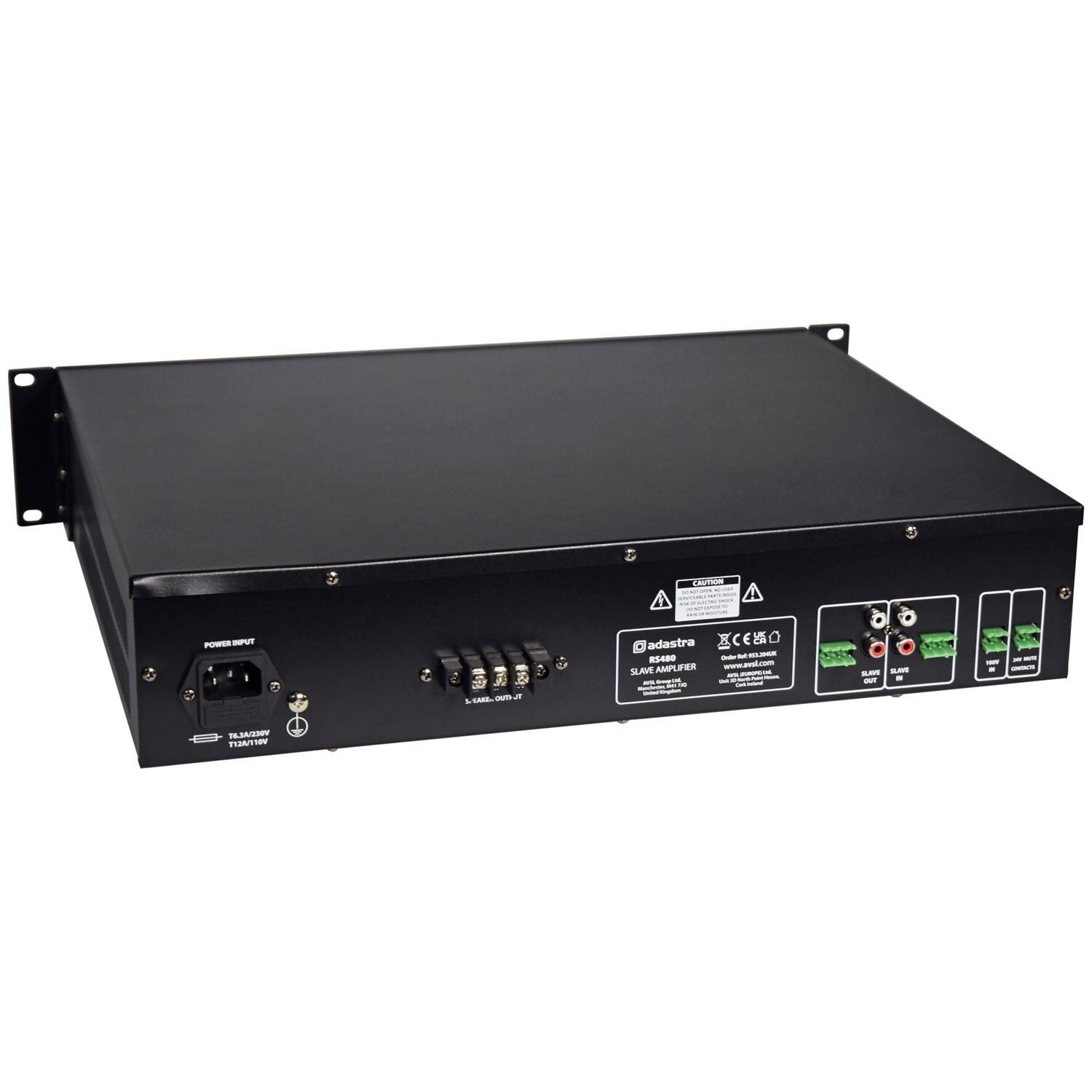 Adastra RS Series 100V Slave Amplifier | 120W–480W Class D Rack Mount