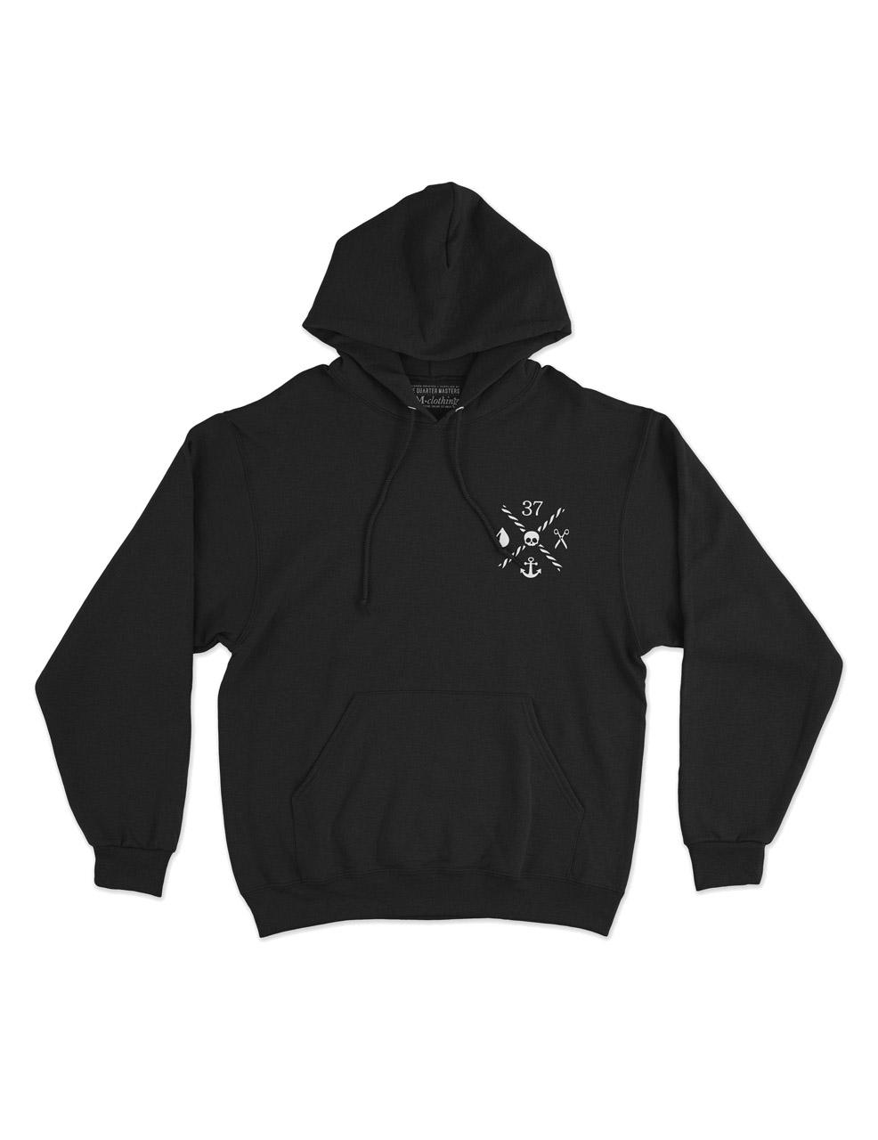 Unisex pullover hoodie — black (front view)
