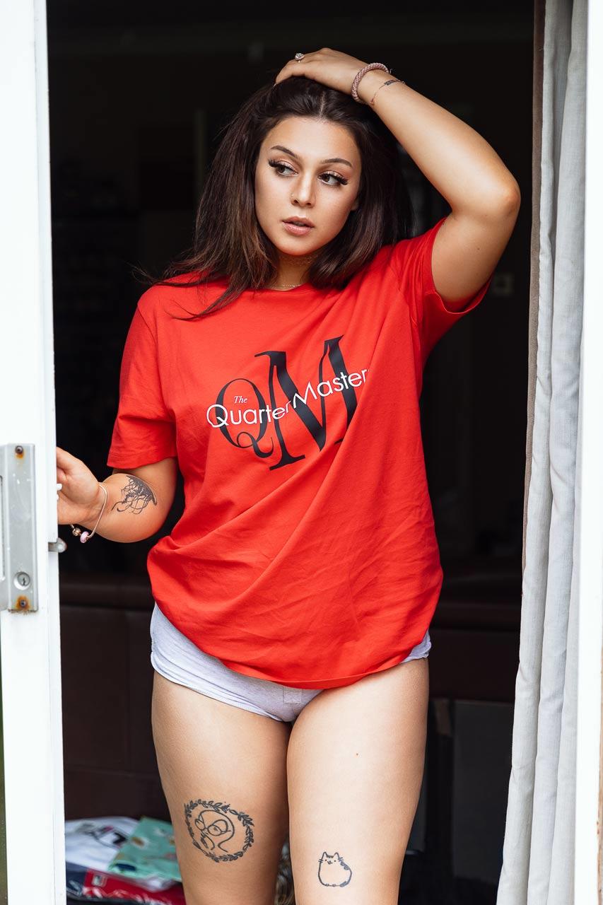 @bunnie.models wearing QM Initials Tee in Red