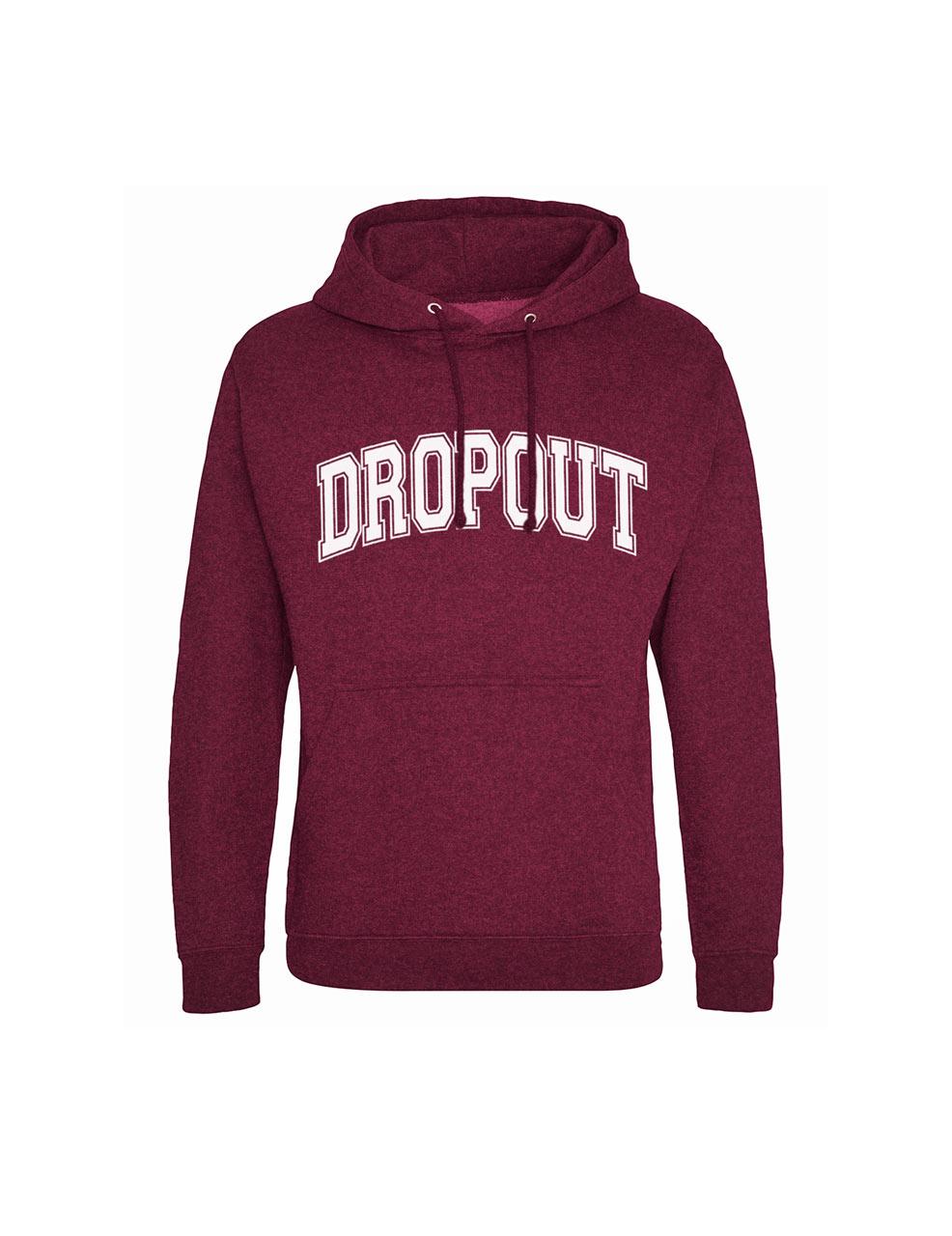 College drop out unisex pullover hoodie in burgundy