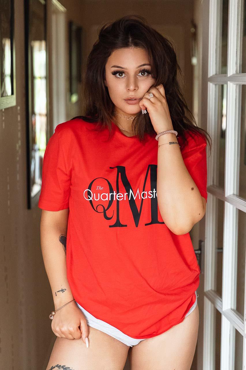 @bunnie.models wearing QM Initials Tee in Red