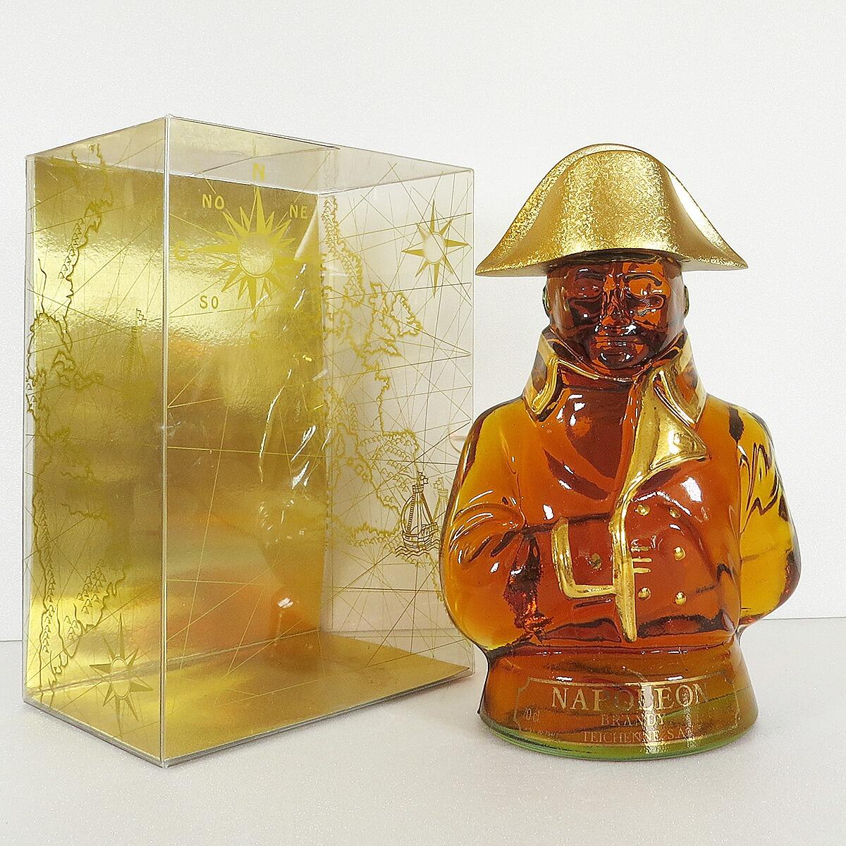 Brandy Teichenne Napoleon Figure Glass with Gold Decanter (70cl