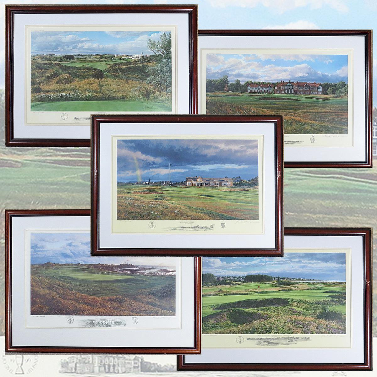 Open Championship Official Artist Series 5 Framed Limited Edition Signed Prints from Original Oil Paintings by Linda Hartough