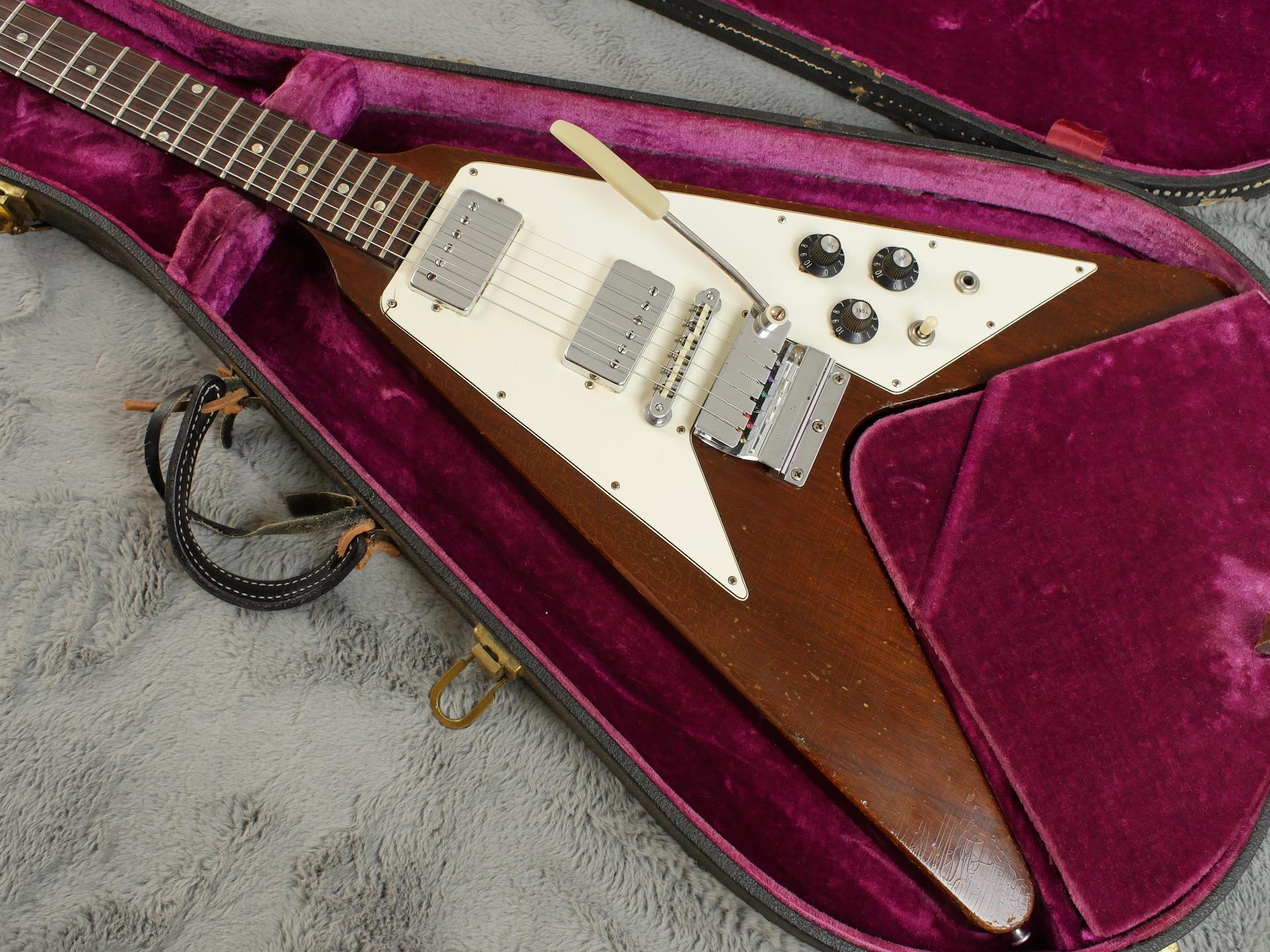 1969 Gibson Flying V Walnut RARE black headstock front!