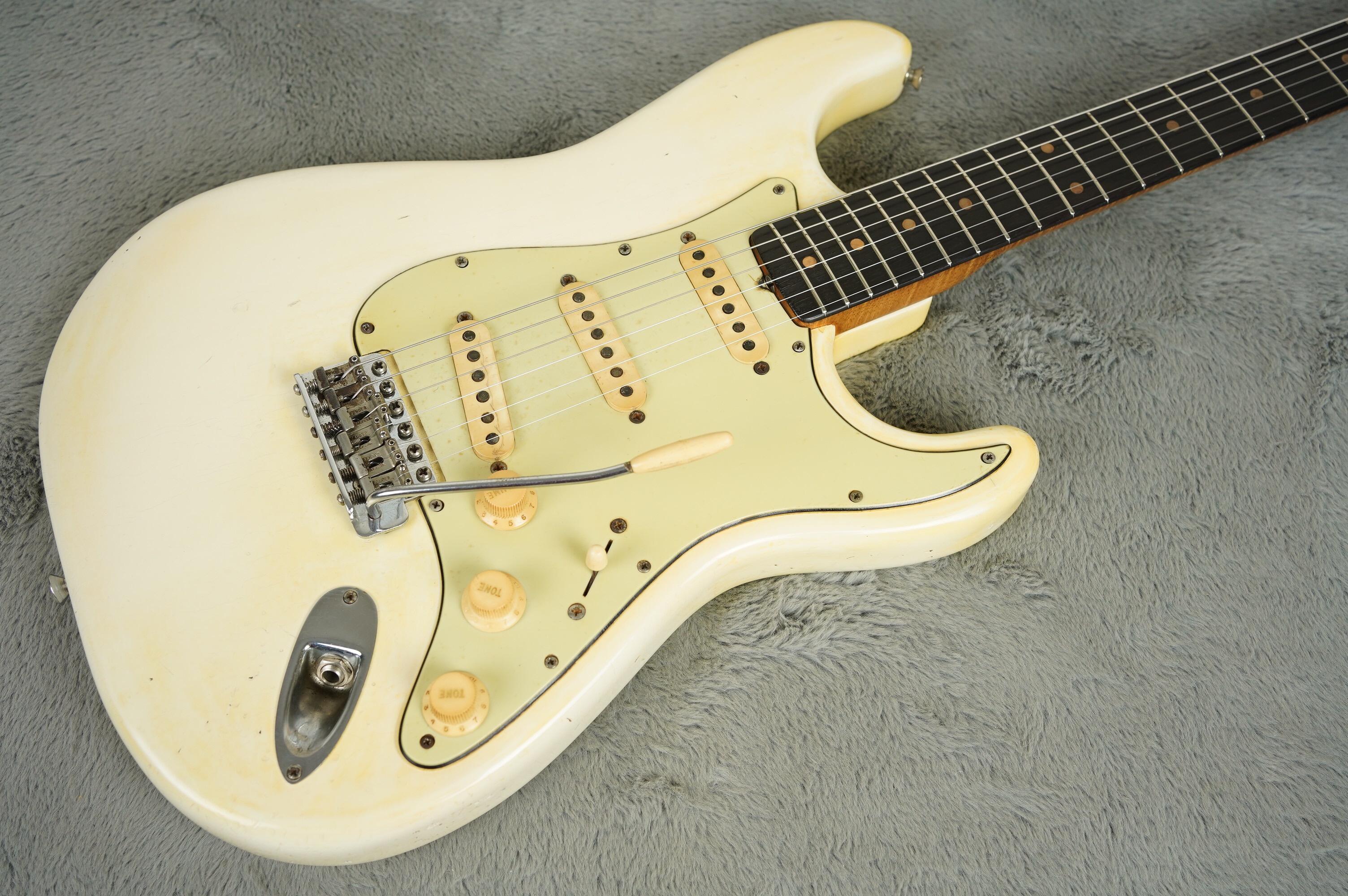 1963 Fender Stratocaster Olympic White refin flame neck
