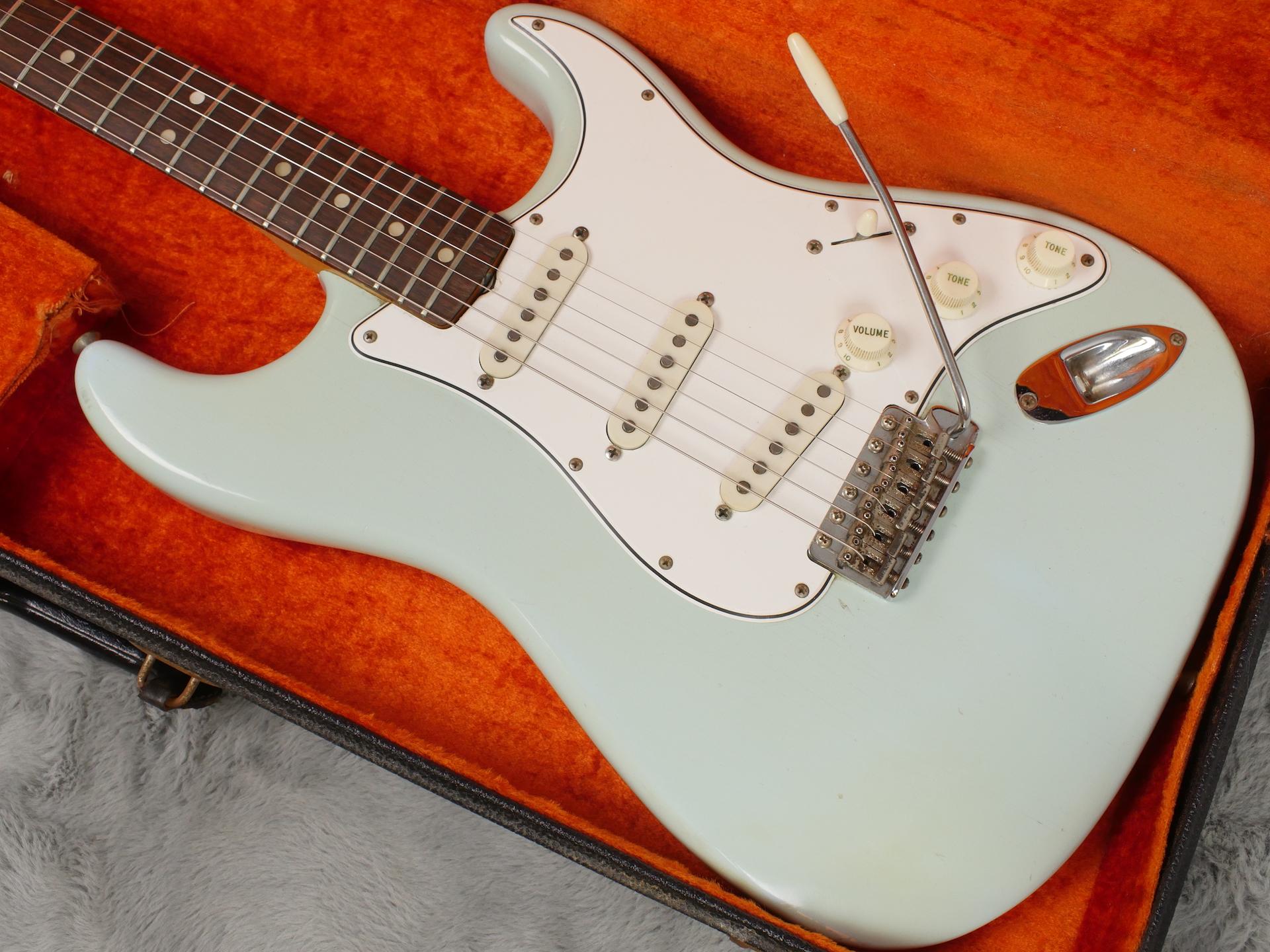 1965 near MINT Fender Stratocaster Daphne Blue + OHSC Tags