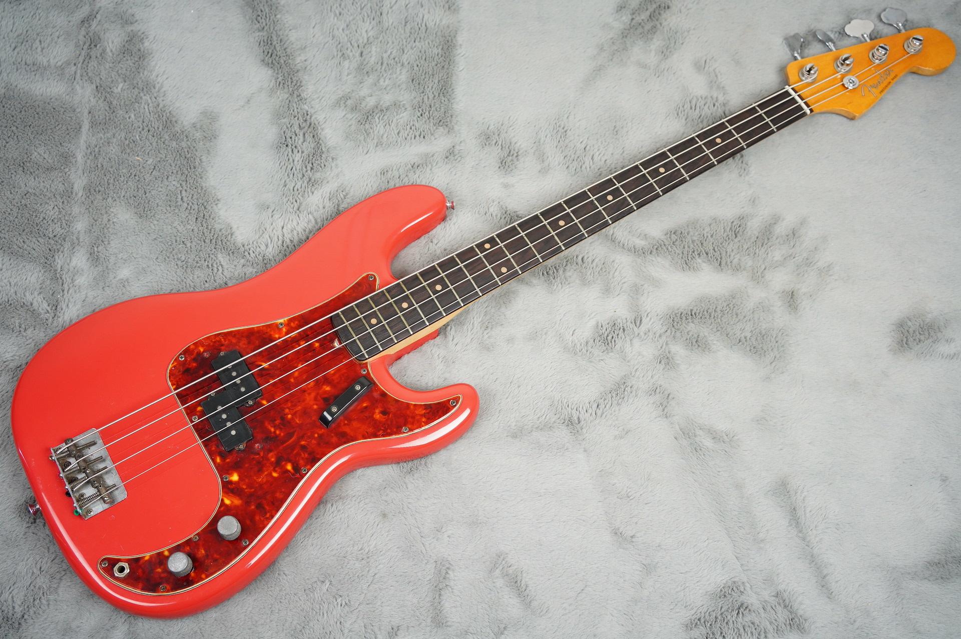 Red bass. Fender Precision Bass. Red Precision with Red Pickguard.