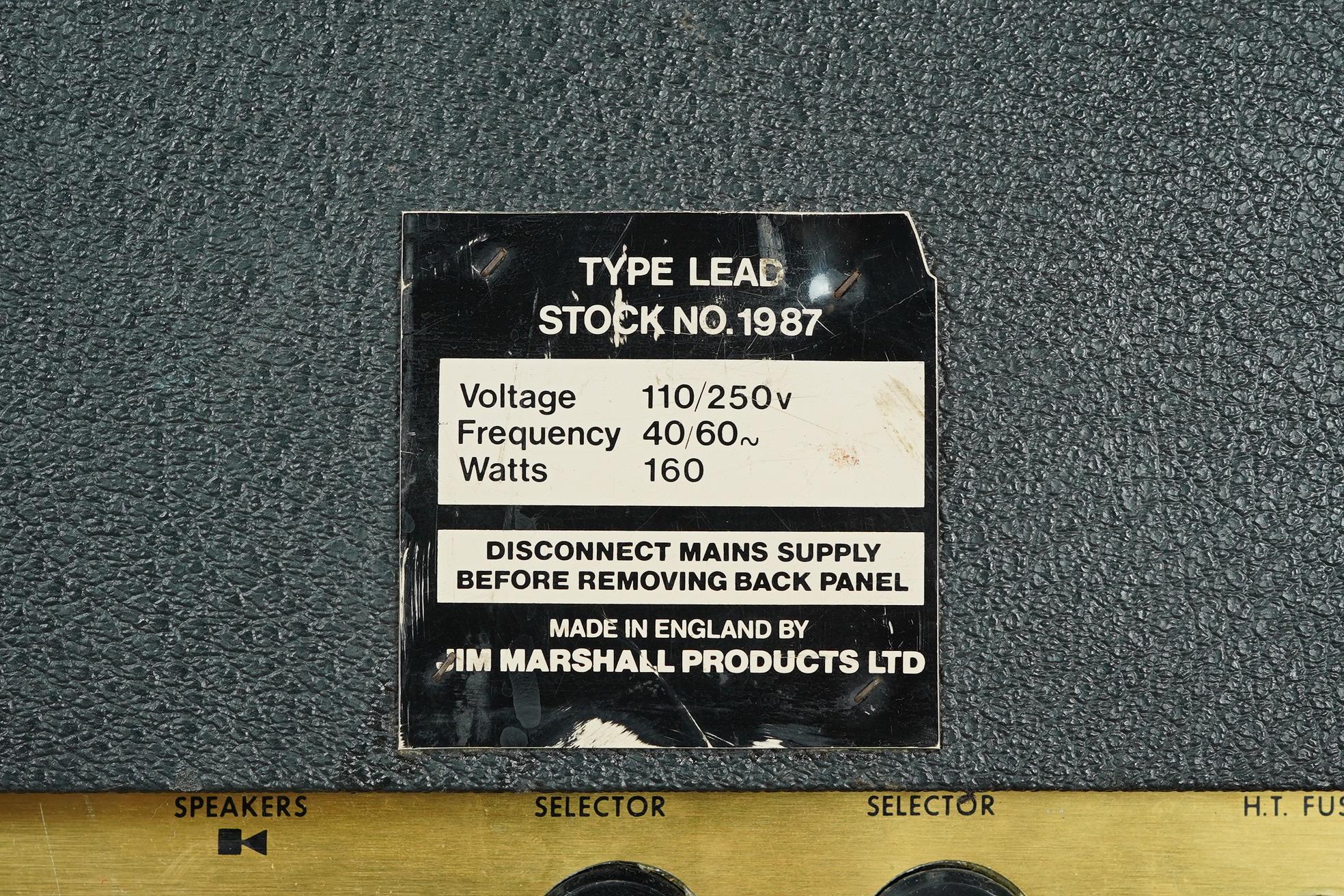 1971 Marshall JMP 50 Watt Head 1986 Model