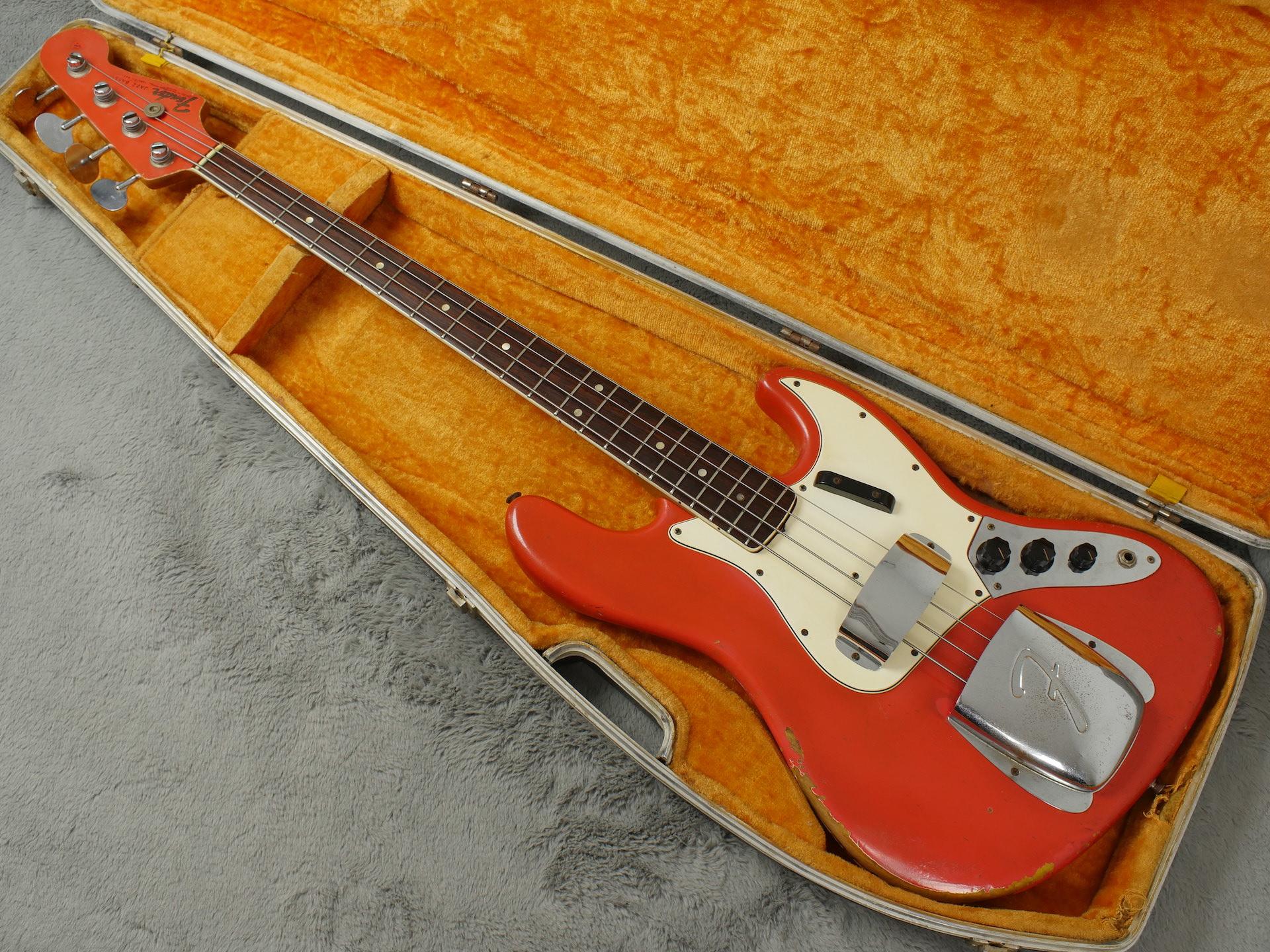 1966 Fender Jazz Bass in Custom Colour Fiesta Red + OHSC