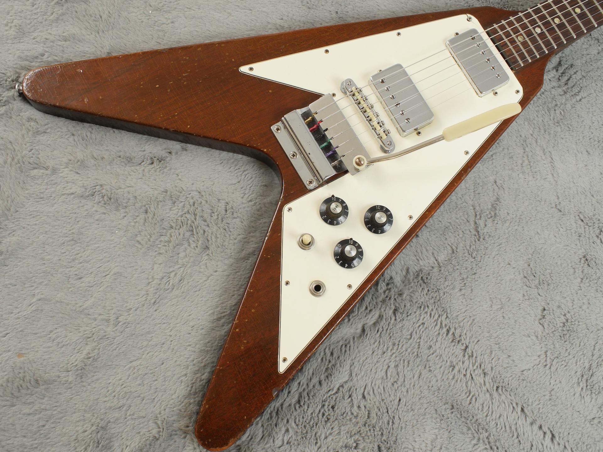 1969 Gibson Flying V Walnut Rare Black Headstock Front!