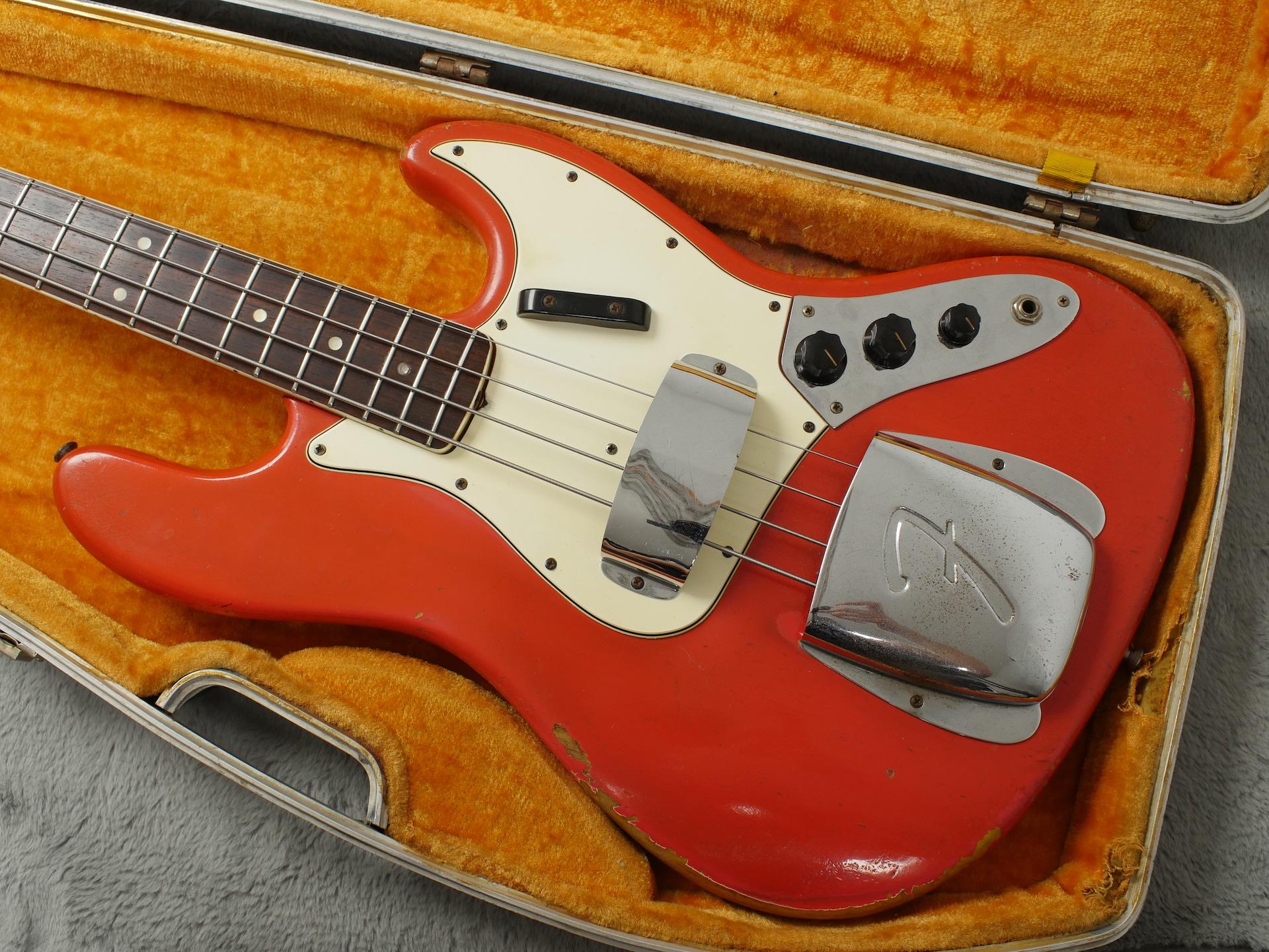 1966 Fender Jazz Bass in Custom Colour Fiesta Red + OHSC