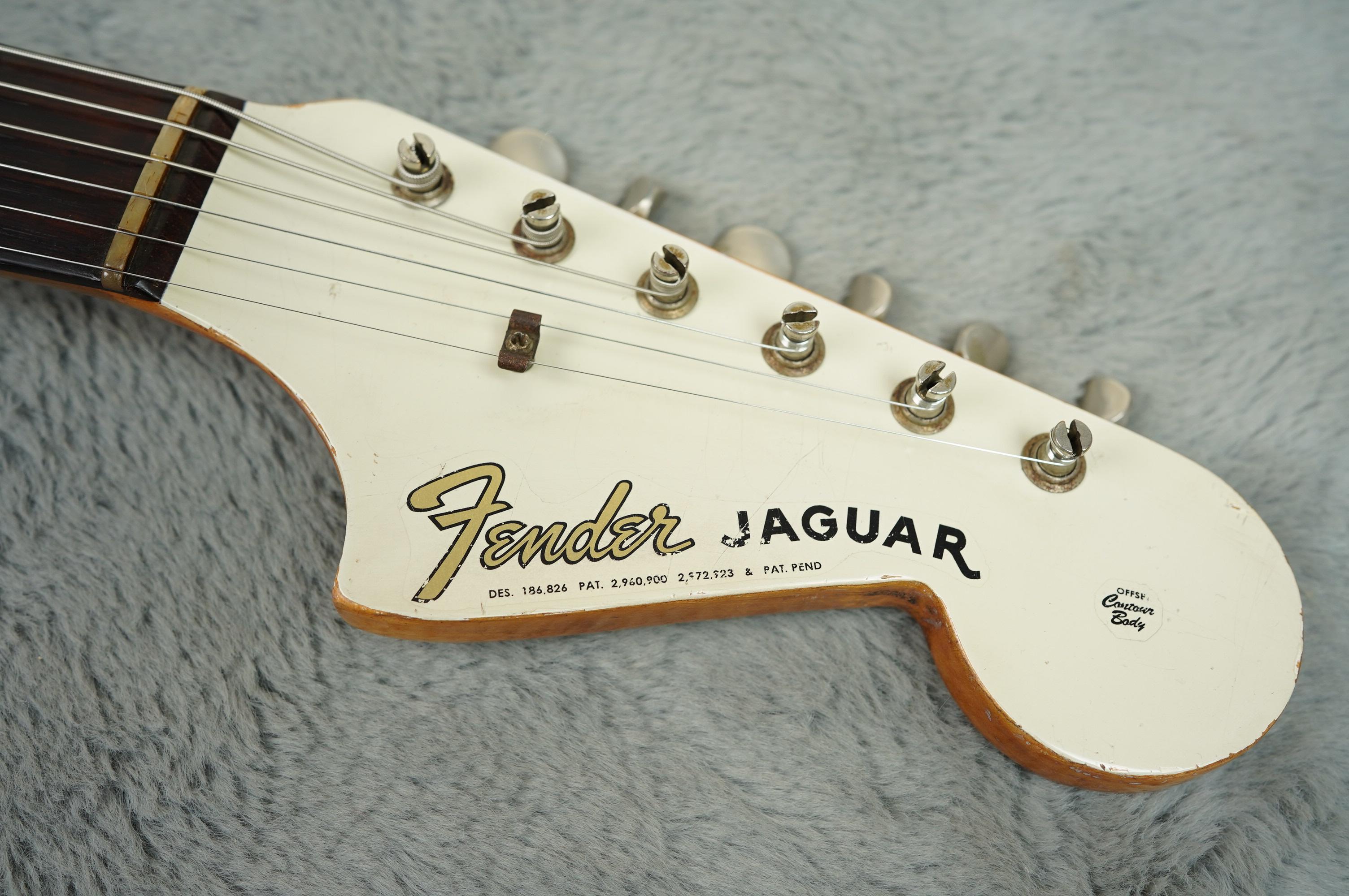1962 Fender Jaguar Olympic White R/F over original Fiesta Red