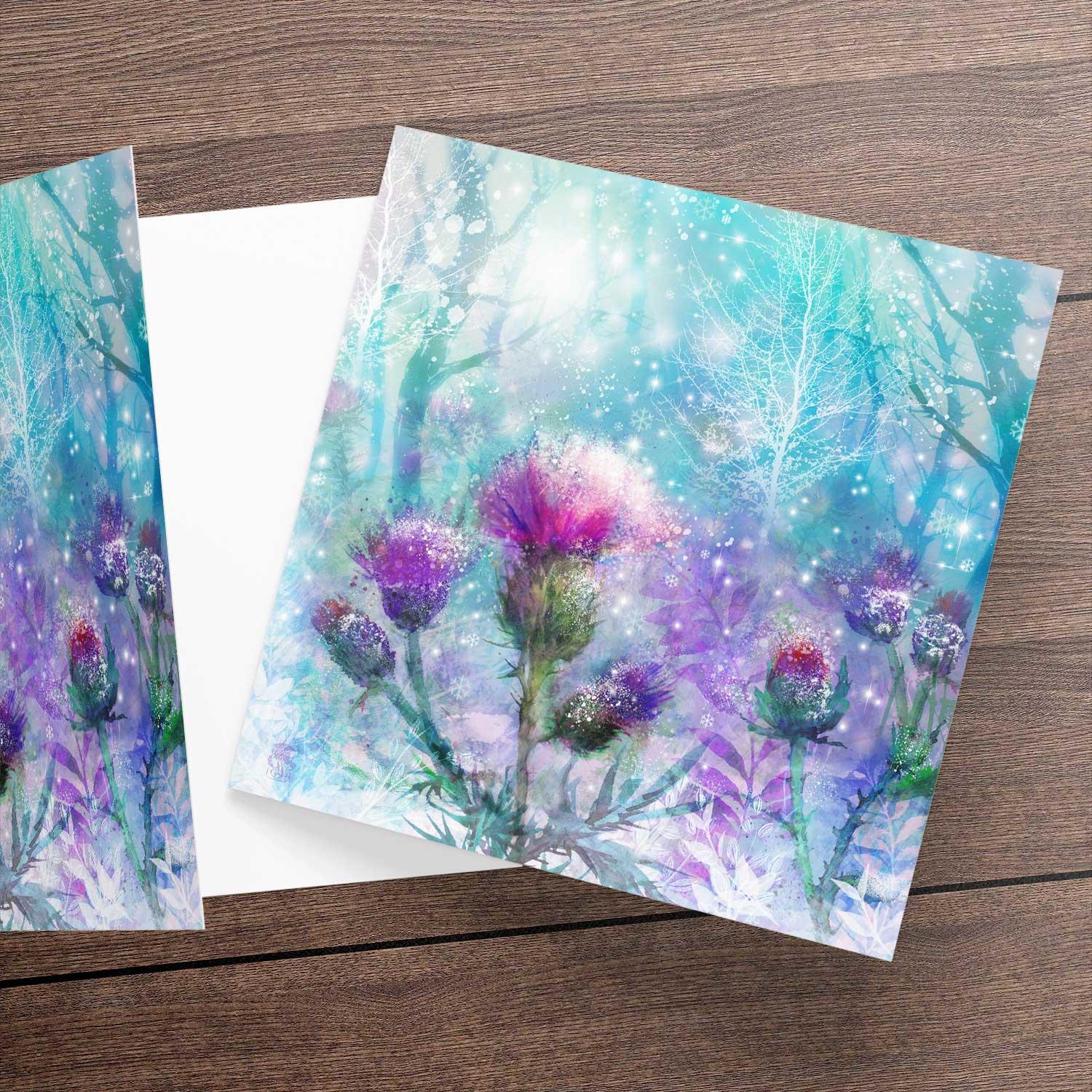 Christmas Thistle Greeting Card from an original painting by artist Lee Scammacca