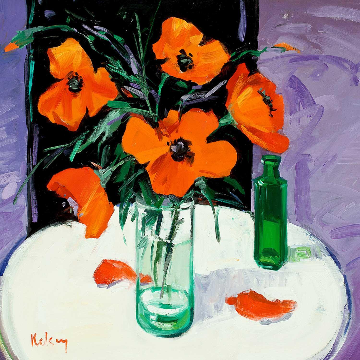 Poppies and a Green Bottle by artist Robert Kelsey