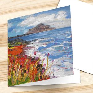 Rough Waves, Holy Isle Greeting Card from an original painting by artist Judith I Bridgland