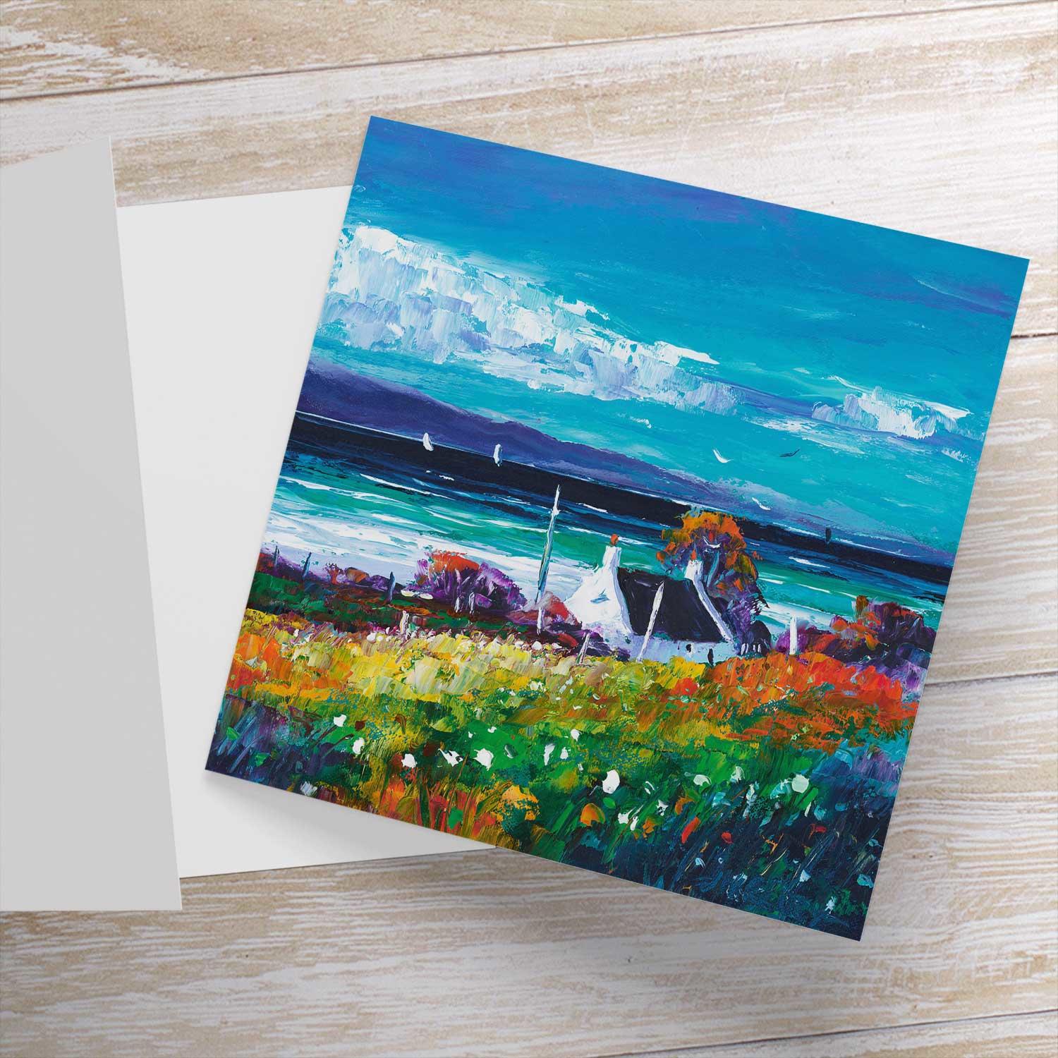 Bright Summer Breeze, Isle of Arran Greeting Card from an original painting by artist Jean Feeney