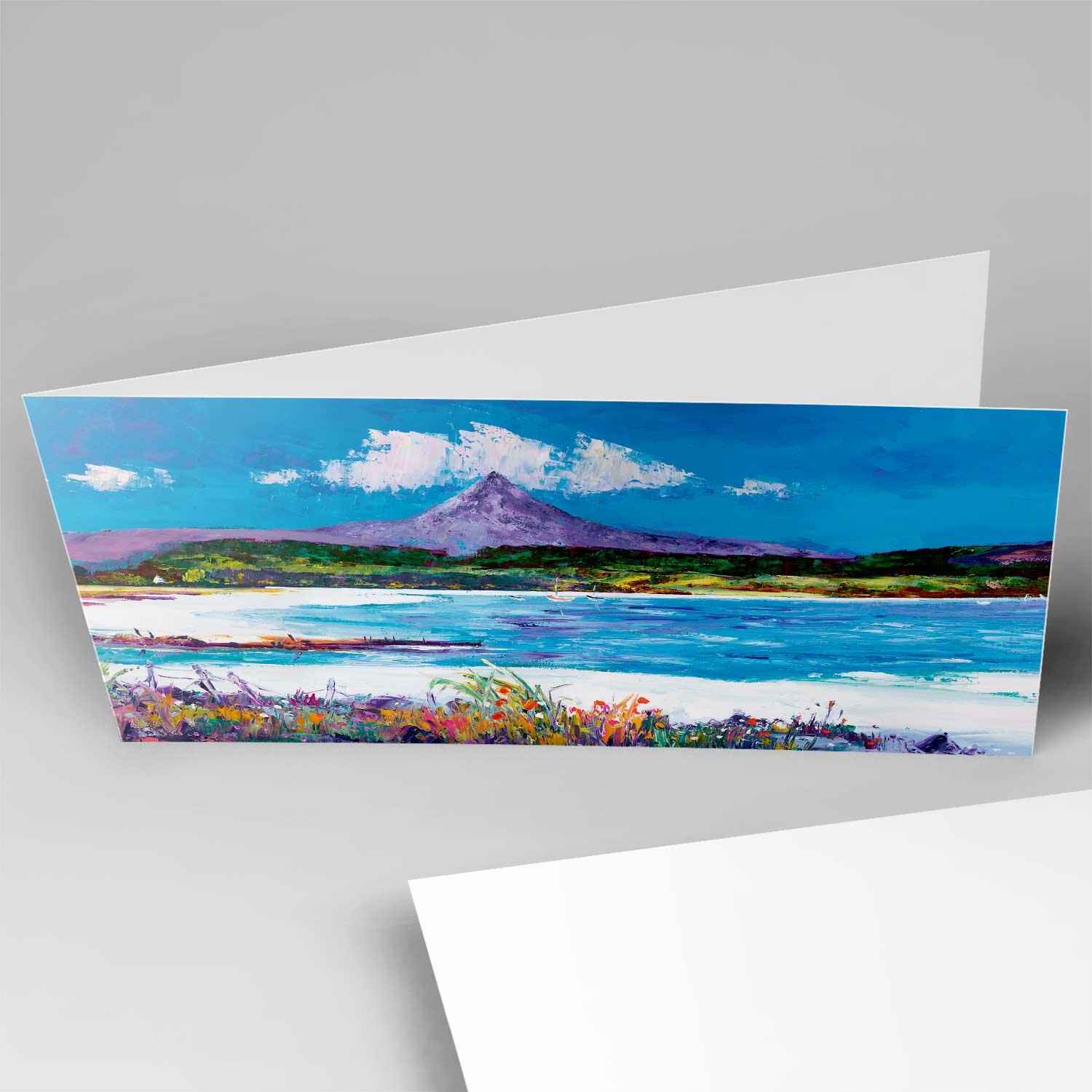 Goatfell from Brodick Bay Greeting Card from an original painting by artist Jean Feeney