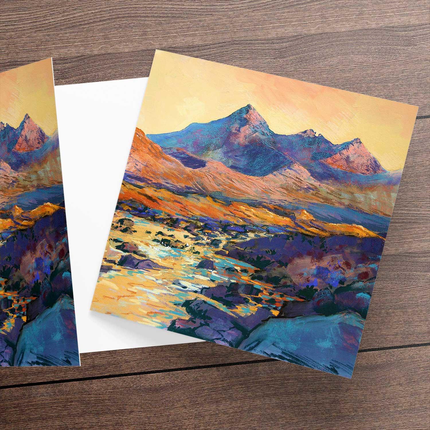 Glorious Cuillin Greeting Card from an original painting by artist Margaret Evans