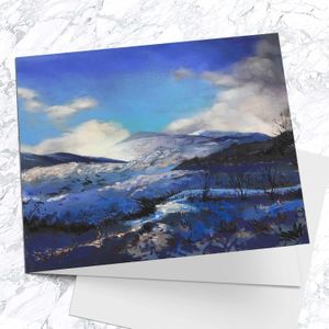 Blue Winter Glencoe Greeting Card from an original painting by artist Margaret Evans