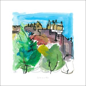 Castle on a Rock Art Print from an original painted by artist Clare Arbuthnott