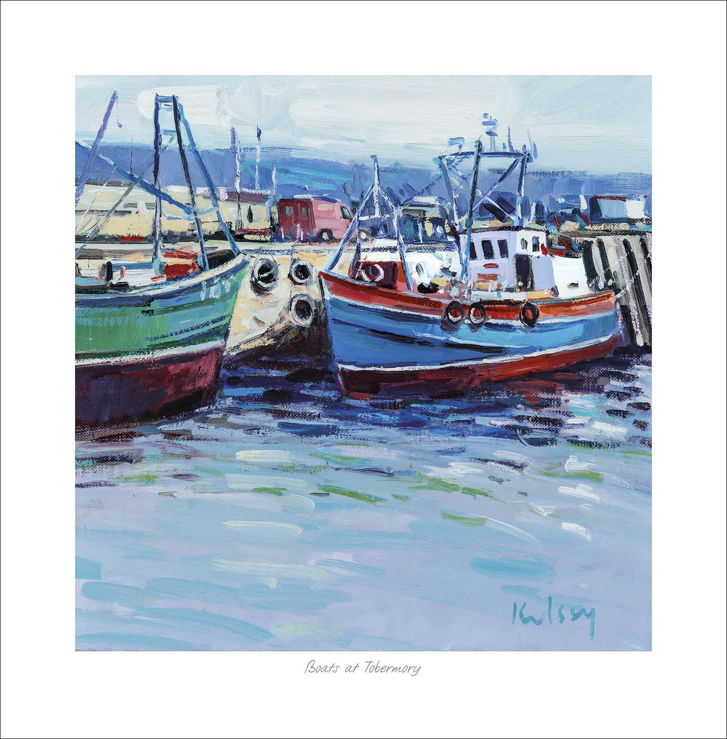 Boats at Tobermory Art Print from an original painting by artist Robert Kelsey