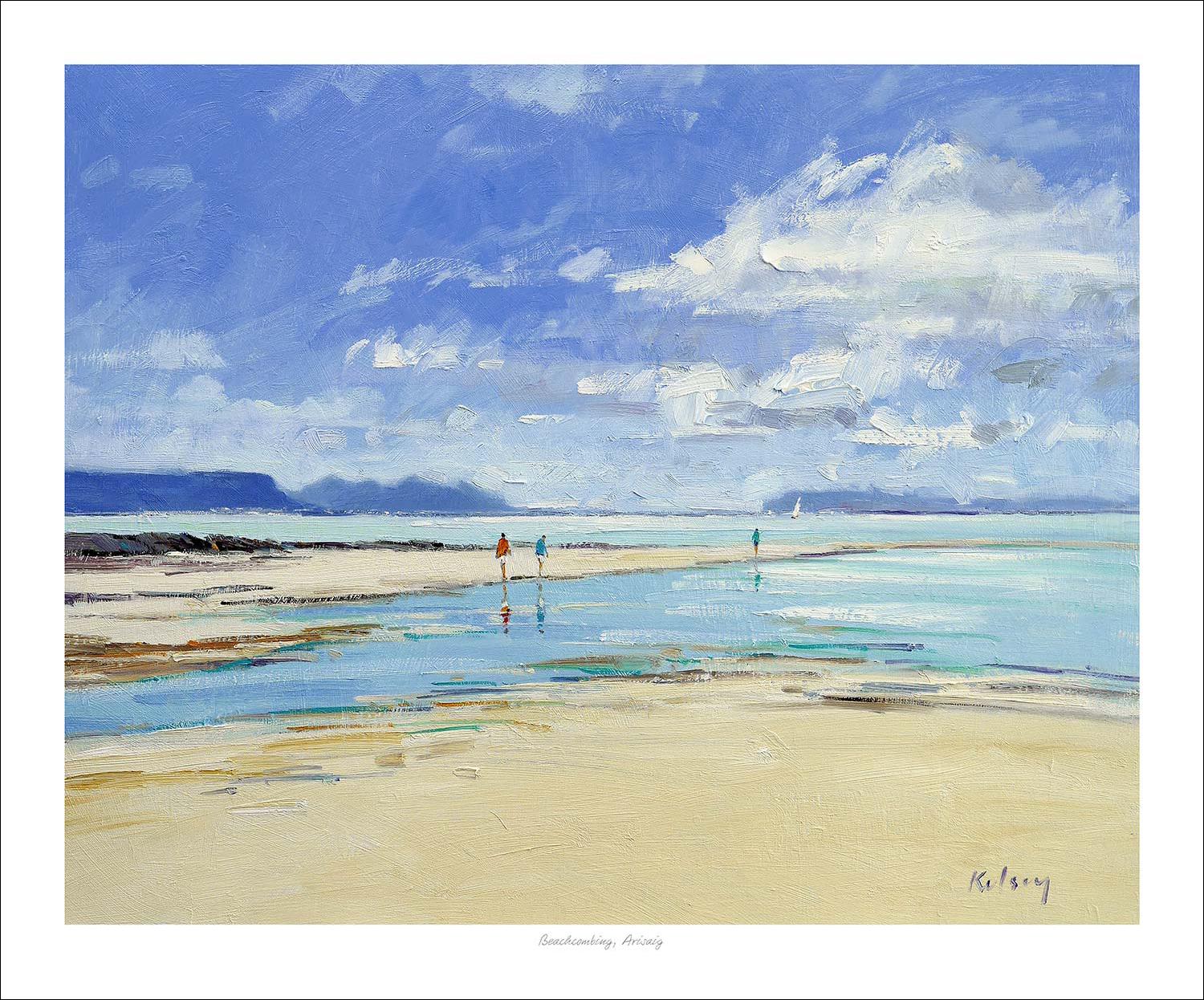 Beachcombing, Arisaig Art Print from an original painting by artist Robert Kelsey