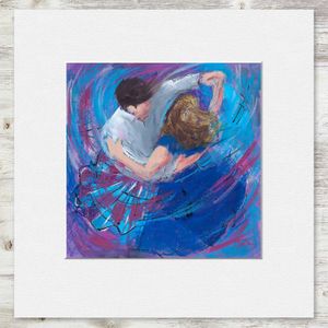 Blue Waltz Mounted Card from an original painting by artist Janet McCrorie