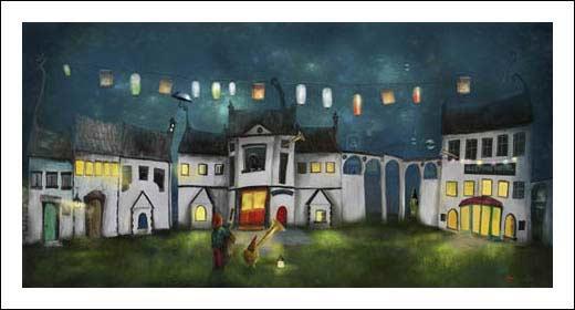 While the Town Sleeps Art Print from an original painting by artist Matylda Konecka
