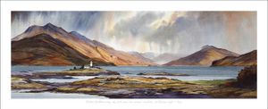 Outlook for Wednesday, dry with some late autumn sunshine, Isle Ornsay Light Art Print from an original painting by artist Peter McDermott