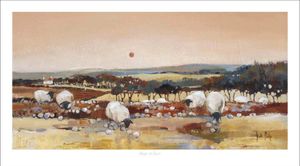 Sheep at Dusk Art Print from an original painting by artist Kate Philp
