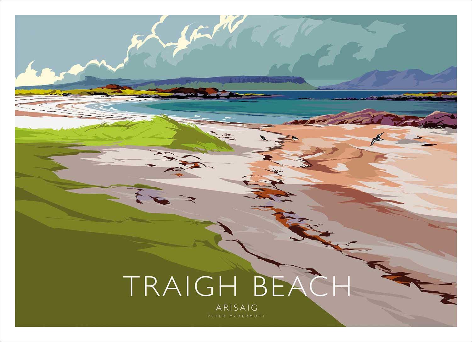 Traigh Beach Art Print from an original illustration by artist Peter McDermott