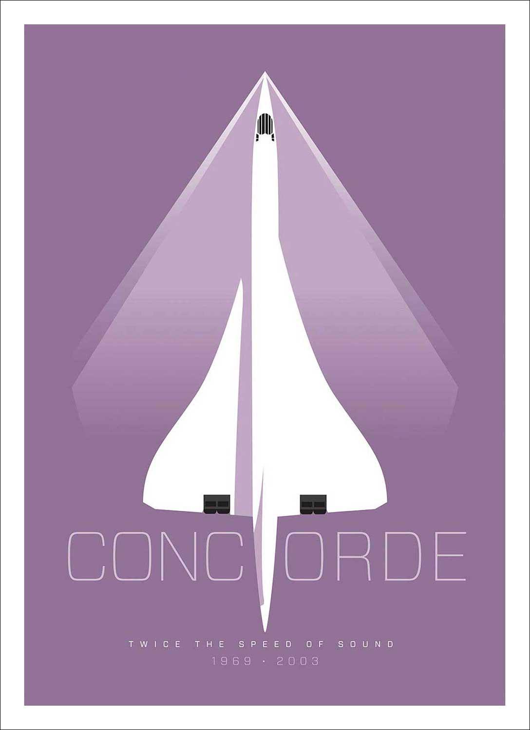 Concorde (Purple) Art Print from an original illustration by artist Peter McDermott