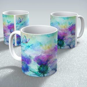 Thistles Ceramic Mug by Lee Scammacca