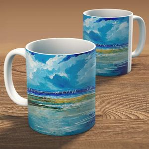 The Red Sail Mug from an original painting by artist Stuart Roy