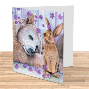 Bear and Bunny Greeting Card from an original painting by artist Marjory Tait