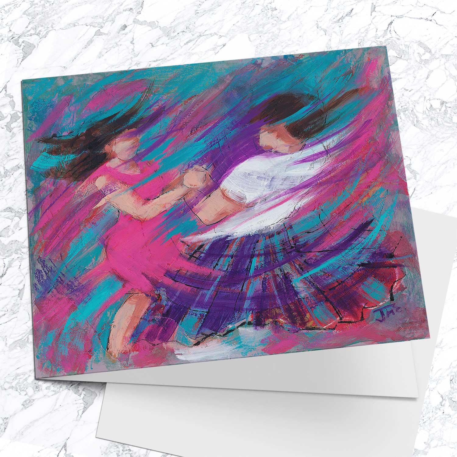 Streaky Pink Greeting Card from an original painting by artist Janet McCrorie