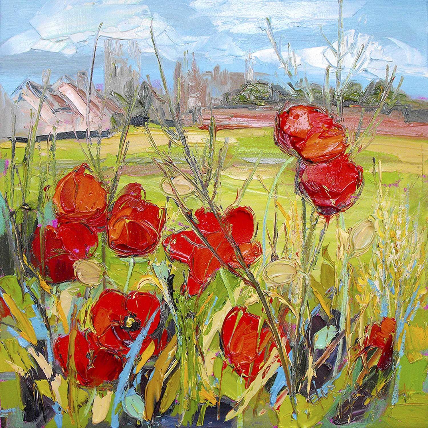 Poppies on Long Melford Common by Judith I Bridgland
