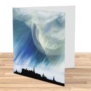 Rain Storm over Edinburgh Greeting Card from an original painting by artist Esther Cohen