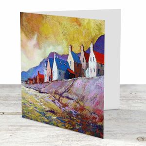 Pennan Cottages Greeting Card from an original painting by artist Margaret Evans
