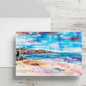 St. Cyrus Looking North Greeting Card from an original painting by artist Clare Arbuthnott