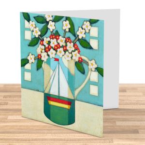 Blossom in a Boat Jug Greeting Card from an original painting by artist Fiona Millar