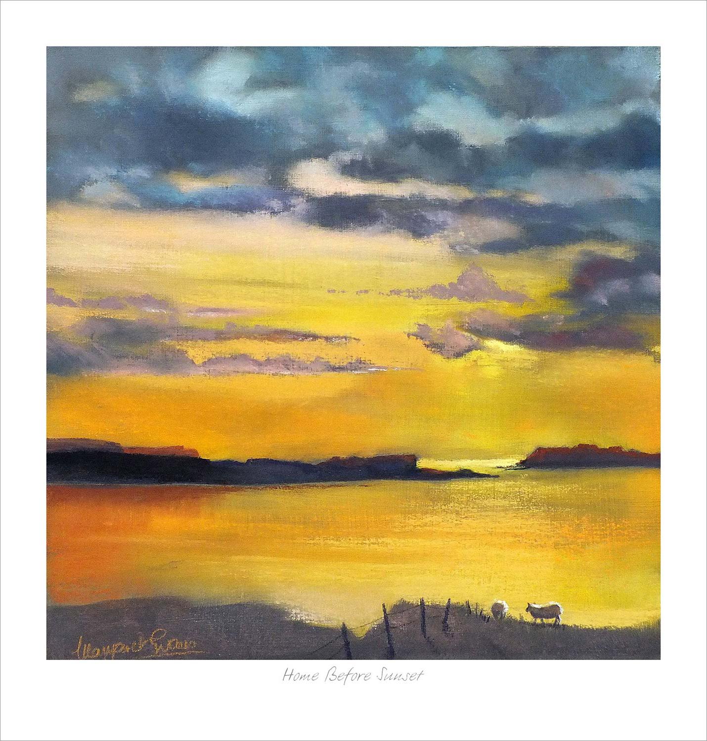 Home before Sunset Art Print from an original painting by artist Margaret Evans