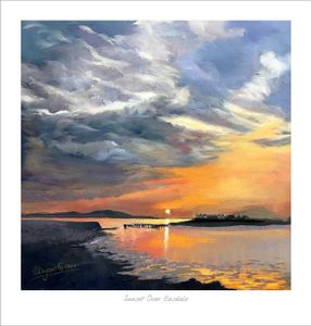 Sunset over Easdale Art Print from an original painting by artist Margaret Evans