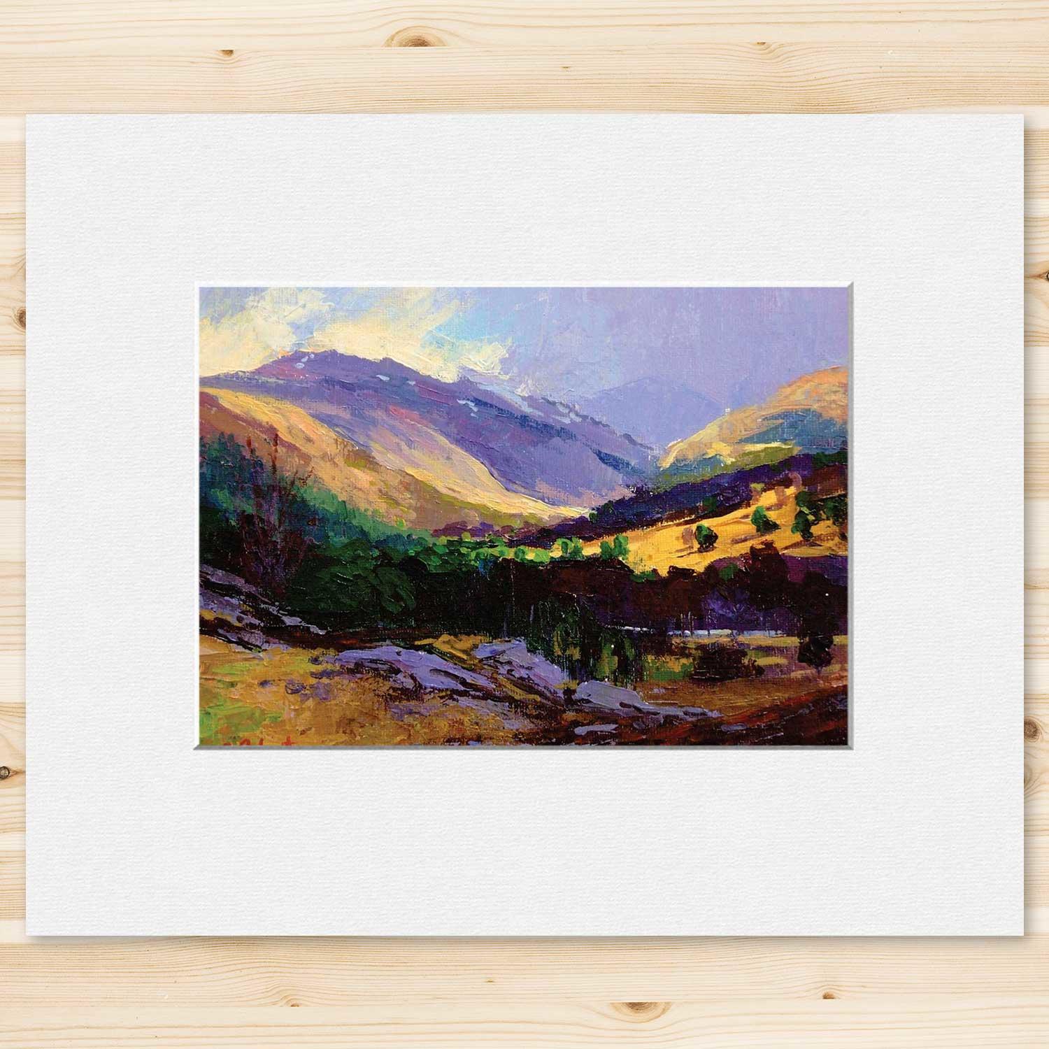 Sunlight on the Hillside, Glenlyon Mounted Card from an original painting by artist Colin Robertson