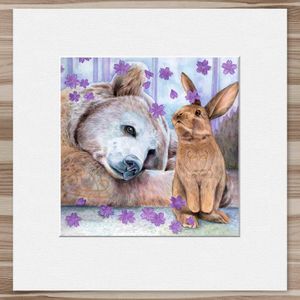 Bear and Bunny Mounted Card from an original painting by artist Marjory Tait
