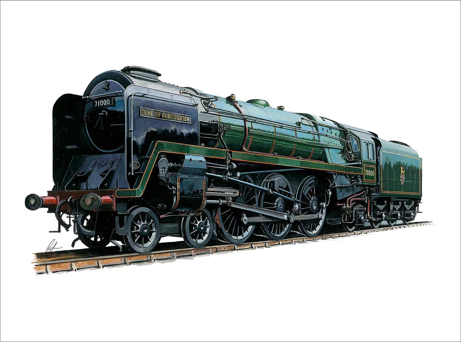 British Railways STD 8P No 71000 Duke of Gloucester. Built 1954 at Crewe Art Print from an original painted by artist Rod Harrison