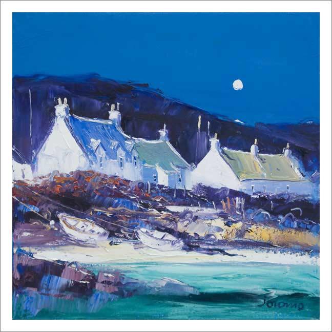 Moon over the Village, Iona Art Print from an original painting by artist John Lowrie Morrison (Jolomo)