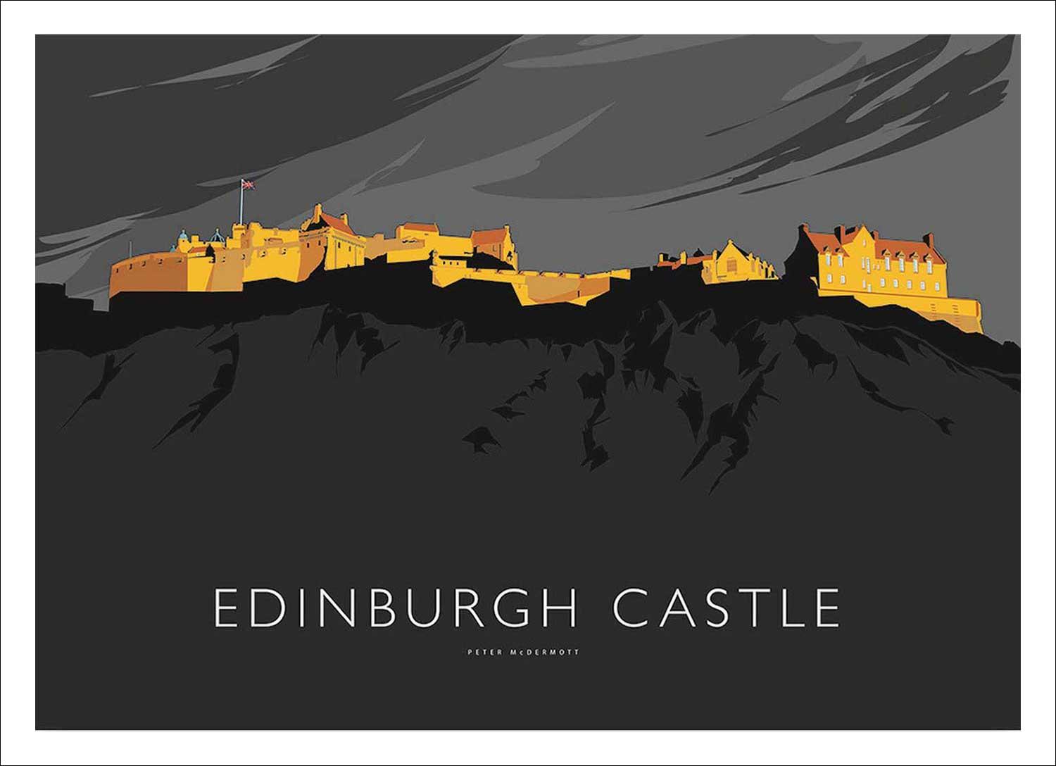Edinburgh Castle Art Print from an original illustration by artist Peter McDermott