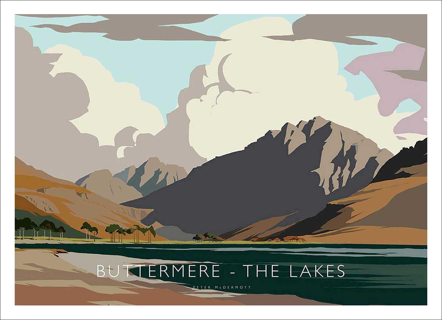 Buttermere, The Lakes Art Print from an original illustration by artist Peter McDermott
