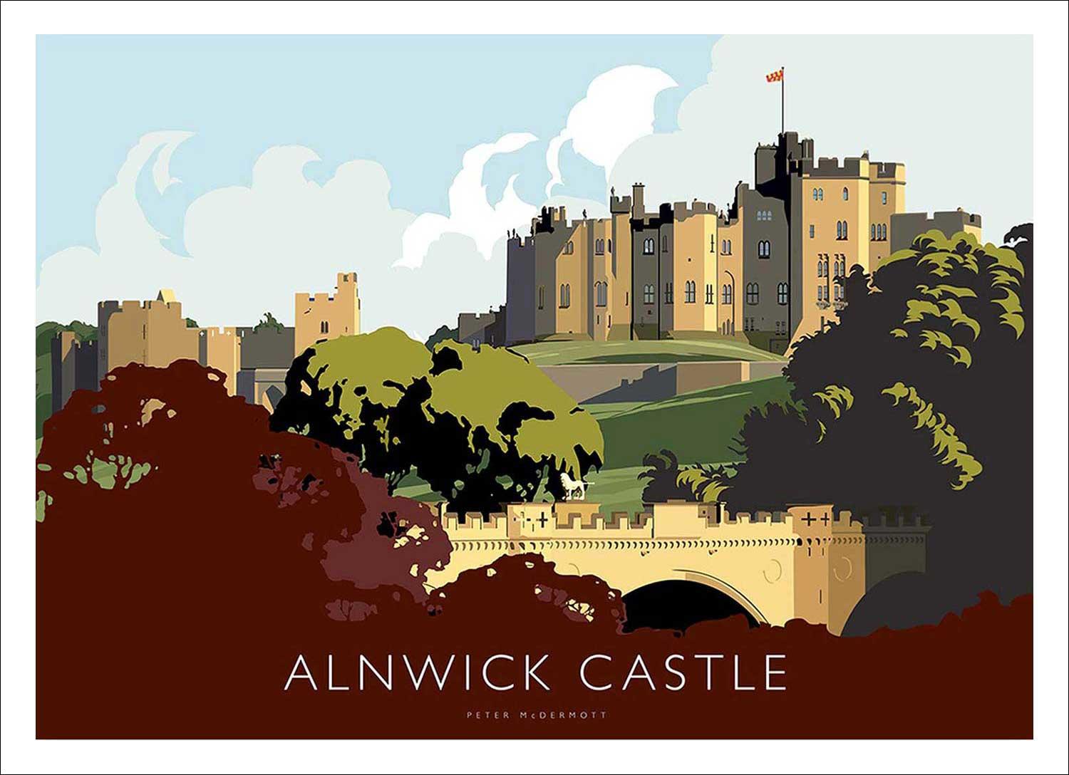 Alnwick Castle Art Print from an original illustration by artist Peter McDermott